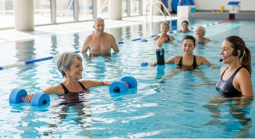 Person doing gentle water aerobics exercise for chronic pain management