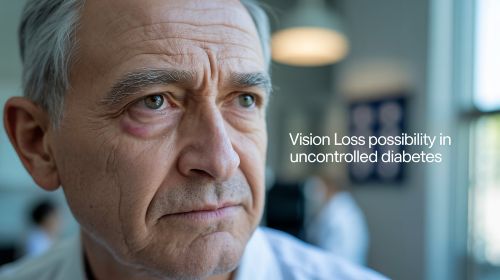 Vision loss possibility in uncontrolled diabetes